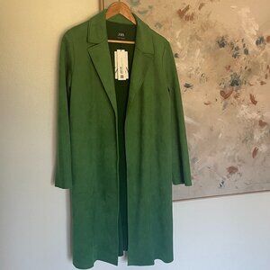 Zara Womens Suede Green Jacket Medium
